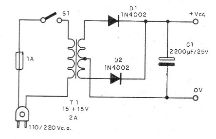    Figura 3 – Fonte de alimentação para o amplificador

