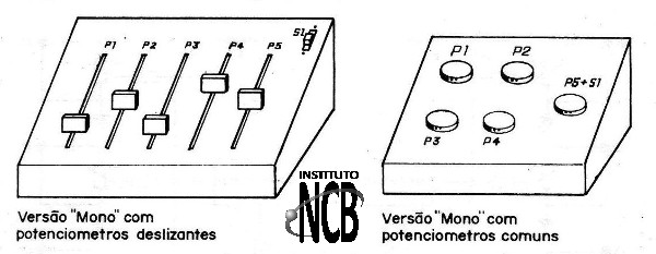 Figura 4 – Sugestões de caixas com potenciômetros deslizantes e comuns
