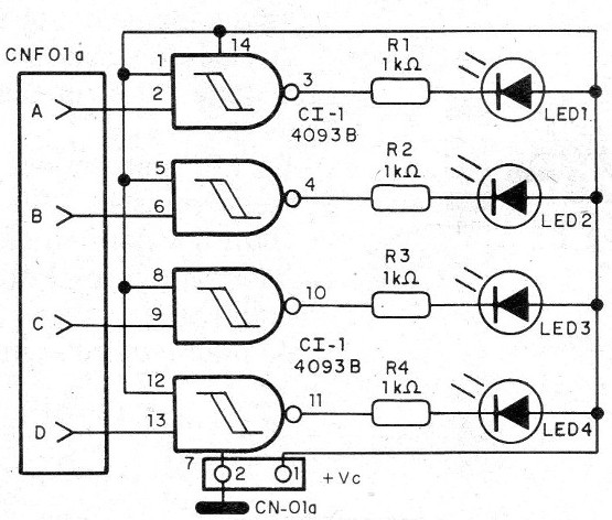    Figura 8 – Circuito indicador de acionamento com LEDs
