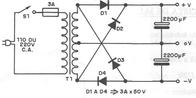Figura 6 – Fonte para os amplificadores
