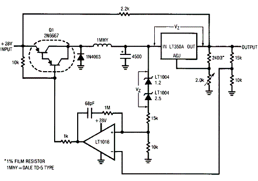 Figura 3 - Regulador de alta potência com  transistor Darlington. 