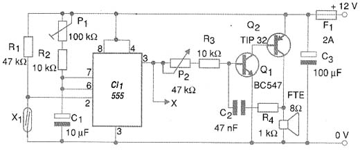 Diagrama elétrico do sensor sonoro 