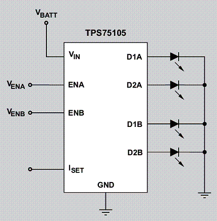 Figura 4 - Circuito de Excitação de LEDs da Texas Instruments
