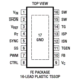 Pinagem co circuito integrado LT3518 utilizado no projeto.
