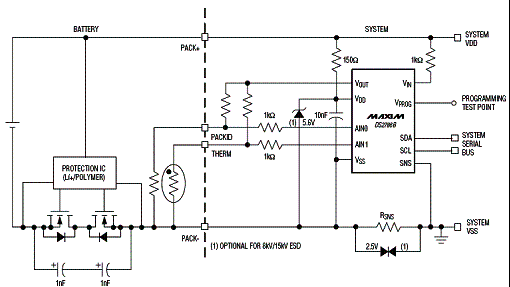 Circuito medidor de carga com o Ds<sup>2</sup>786B da Maxim.
