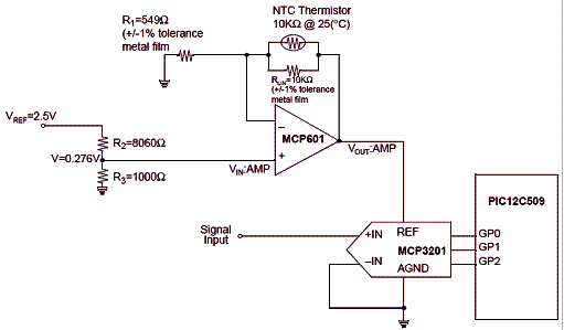Referência de tensão dependente da temperatura sugerida pela Microchip.
