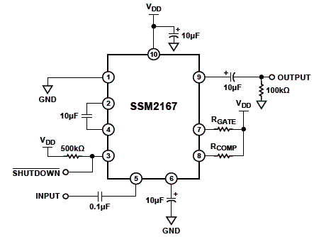 Condicionador de sinais para microfone da Analog Devices.
