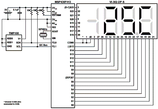 Figura 4 - Aplicação de baixíssimo consumo para um sensor de temperatura com indicação digital. 