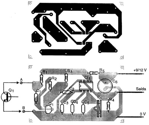Placa de circuito impresso do conversor.
