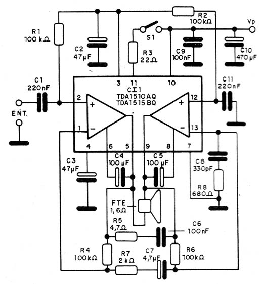 Figura 1 – Diagrama completo do amplificador
