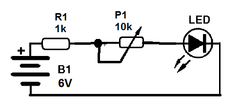 Figura 4 – Controlando um LED com um reostato
