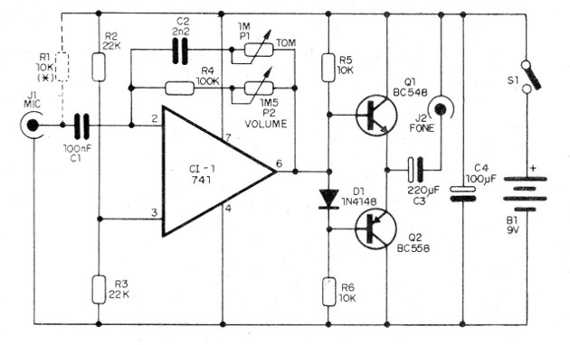    Figura 2 – Diagrama completo do amplificador

