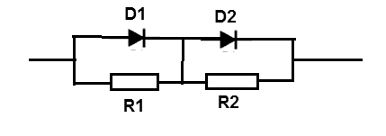    Figura 14 – Usando resistores para distribuir a tensão em diodos em série

