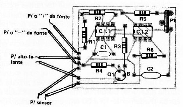 Fig. 5 — Distribuição dos componentes na plaqueta de circuito impresso.
