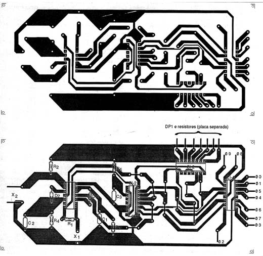 Placa de circuito impresso do seletor digital TTL.