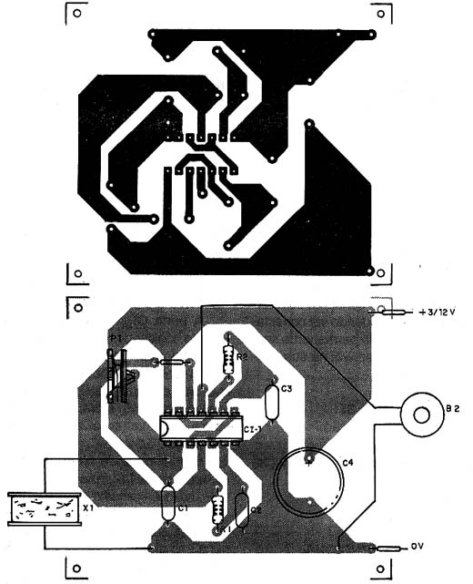 Placa de circuito impresso do detector. 