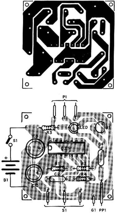 Placa de circuito impresso do injetor de sinais. 
