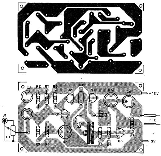 Placa de circuito impresso do projeto 1. 