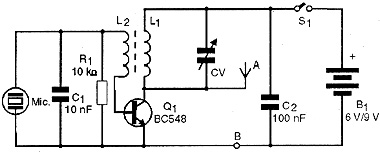 Diagrama do pequeno transmissor de ondas curtas. 