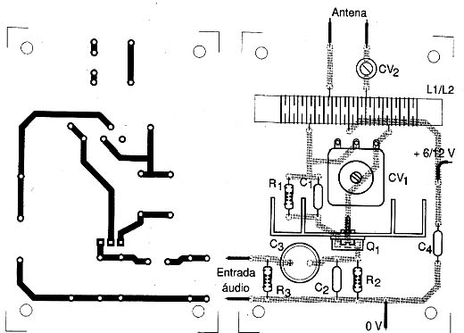 A placa de circuito impresso do repetidor. 