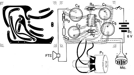 Placa de circuito impresso do estetoscópio submarino. 
