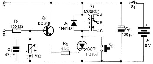 Diagrama elétrico do alarme de toque 