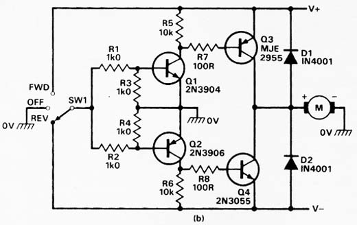 Reversão de Motor DC com Transistores
