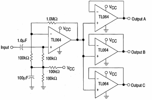  Amplificador Distribuidor de Áudio TL064 
