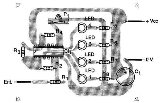  Componentes encaixados na placa de circuito impresso. 