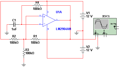 Oscilador retangular com o LM2904