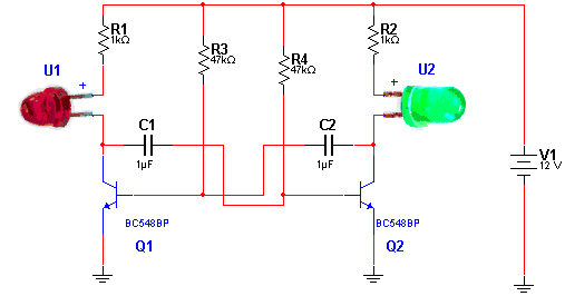  Multivibrador Astável com 2 Transistores 