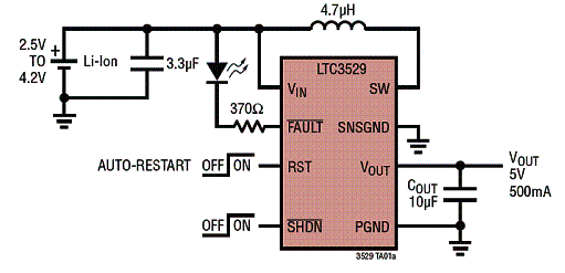 Circuito de aplicação do LTC3529 