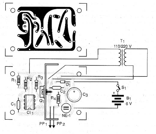 Placa de circuito impresso para a montagem do teste de isolamento. 
