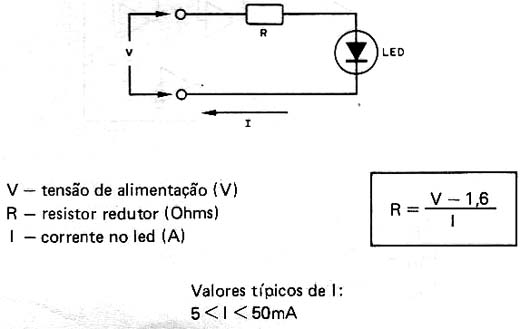Cálculo de corrente para um LED.