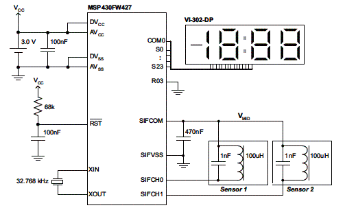 Figura 4 - Circuito completo para sensoriamento de rotação com o MSP430. 