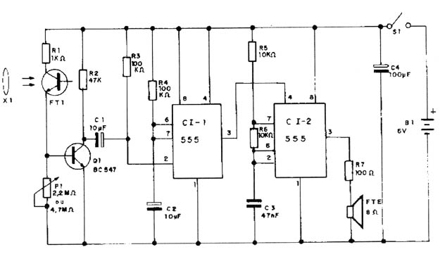    Figura 1 – Placa de circuito impresso do Detector de Pulsos de Luz
