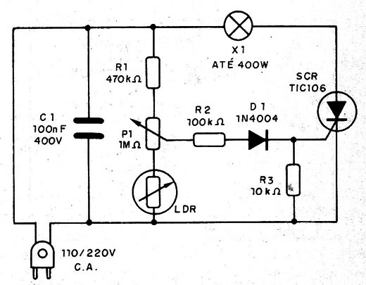 Figura 1 – Circuito do interruptor crepuscular
