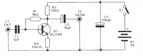 Figura 1 – Diagrama do pré-amplificador
Figura 1 – Diagrama do pré-amplificador