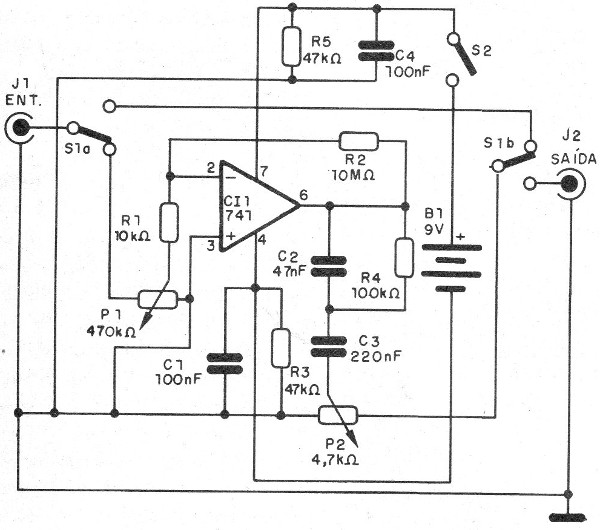 Figura 2 – Diagrama completo do distorcedor
Figura 2 – Diagrama completo do distorcedor