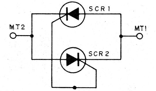 Figura 1 – Um triac equivale a dois SCRs em oposição
Figura 1 – Um triac equivale a dois SCRs em oposição