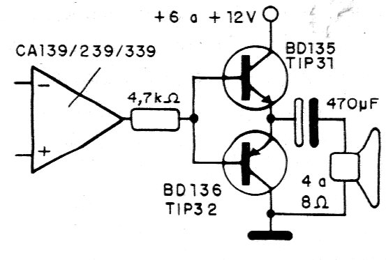 Figura 10 – Circuito com saída em simetria complementar
Figura 10 – Circuito com saída em simetria complementar