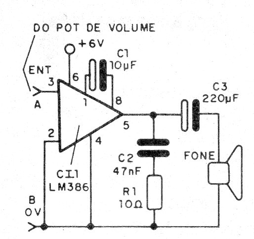Figura 1 – Usando o LM386
Figura 1 – Usando o LM386