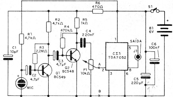 Figura 3 – Diagrama com o TDA7052
Figura 3 – Diagrama com o TDA7052