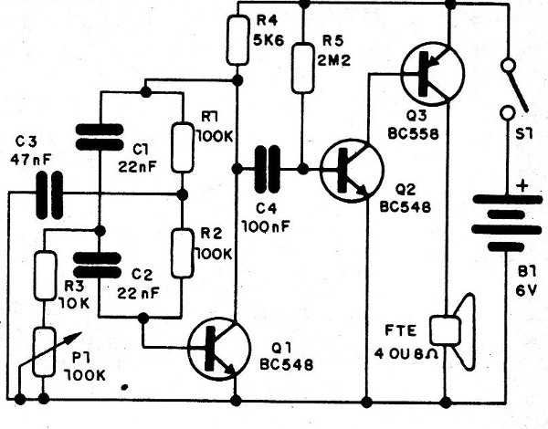 Figura 7 – Circuito da sirene modulada
Figura 7 – Circuito da sirene modulada
