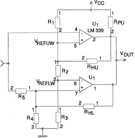 Figura 5 – LM339 como comparador de janela
Figura 5 – LM339 como comparador de janela