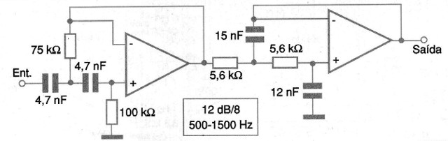    Figura 3 – Filtro com dois amplificadores operacionais
