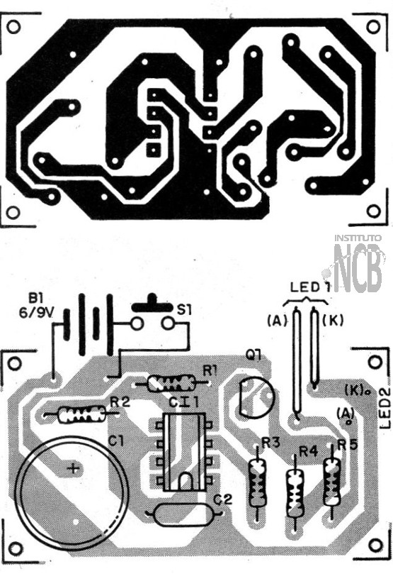 Figura 11 – Placa de circuito impresso para a montagem do transmissor
Figura 11 – Placa de circuito impresso para a montagem do transmissor