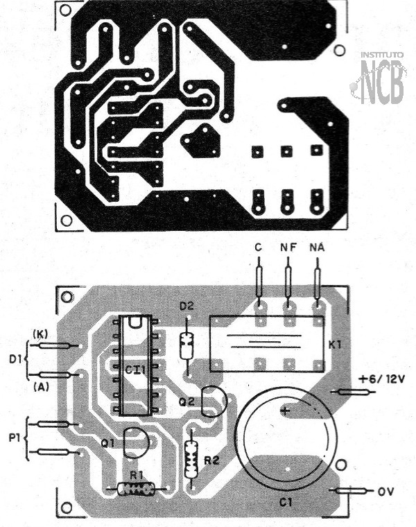 Figura 2 - Sugestão de placa de circuito impresso
Figura 2 - Sugestão de placa de circuito impresso