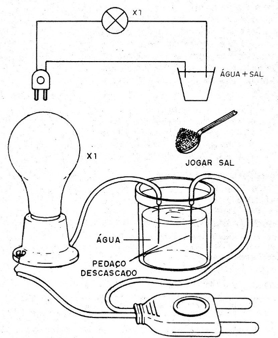    Figura 1 – AO jogar o sal a lâmpada acende
