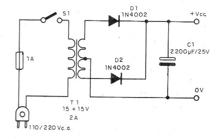Figura 3 – Fonte de alimentação para o amplificador
Figura 3 – Fonte de alimentação para o amplificador